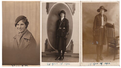 Three vintage portrait photographs from early-to-mid 20th century showing women in period clothing and styling.