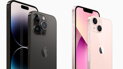 Two smartphones displayed side-by-side showing contrasting camera systems and color finishes.
