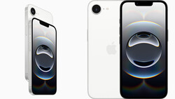 Two white smartphones displaying spherical 3D rendered objects with blue and orange gradient lighting on their screens.