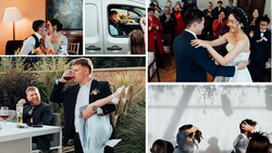 Wedding day moments including first dance, ceremony details, toasts, and guest celebrations.
