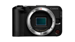 Canon EOS R5C mirrorless camera body displayed front-on with lens mount visible.