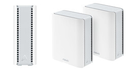 Three white mesh Wi-Fi router units displayed against a plain background.