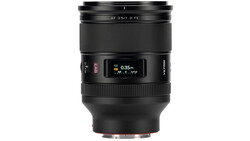 Sony AF 35mm f/1.2 FE prime lens with focus distance display and autofocus controls visible.