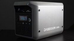 Dabbsson 2000L portable power station with white exterior and black control panel featuring small LCD display.