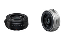 Two compact camera lenses displayed side by side against a white background.