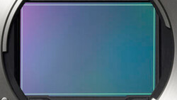 Device screen displaying a gradient color transition from purple and blue on the left to teal and cyan on the right.