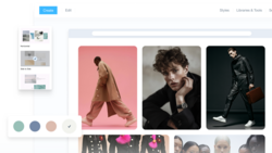 Screenshot of a photography portfolio website displaying a grid layout with portrait and fashion photography samples.