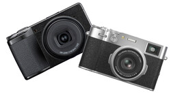 Two vintage rangefinder cameras displayed side by side against a white background.
