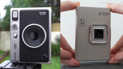 Side-by-side comparison of two Instax instant cameras showing their front and back designs.