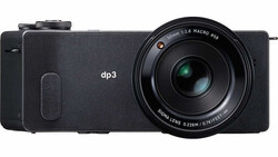 Sigma dp3 Merrill compact camera with fixed prime lens, shown from the right side against a white background.
