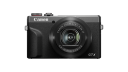 Canon PowerShot G7 X Mark II compact camera shown from front against white background.