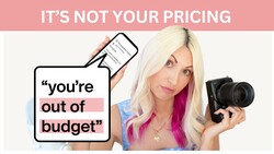 Graphic showing a photographer with camera and phone displaying budget message.