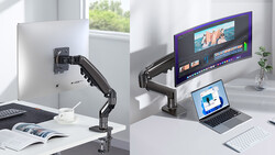 Side-by-side comparison of monitor arm setups for creative workstations