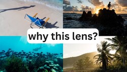 Four beach and landscape scenes showing various lighting conditions and compositions.