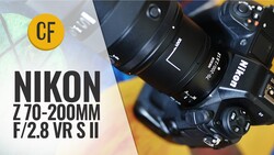 Nikon Z 70-200mm f/2.8 VR S II lens mounted on a Z-series camera body with yellow background.