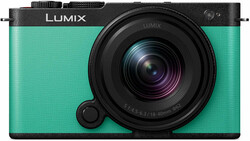 Panasonic Lumix S9 mirrorless camera with turquoise body and black lens