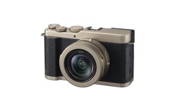 Rangefinder-style digital camera with champagne and black finish