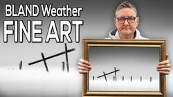 Graphic illustration comparing bland weather to fine art with tally marks in a frame