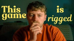 Meme-style graphic with man in orange shirt looking skeptical with hand near face