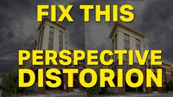 Graphic comparing perspective distortion in architectural photography of a tall building