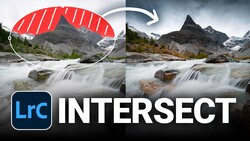 Screenshot showing LRC Intersect software interface comparing before and after landscape photo edits