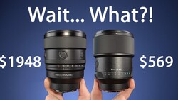 Graphic comparing two camera lenses side by side with price labels of $1948 and $569
