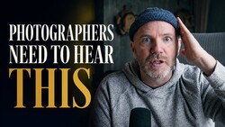 Man in beanie and microphone with text overlay 'PHOTOGRAPHERS NEED TO HEAR THIS'