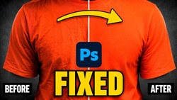 Graphic illustration of orange t-shirt with Photoshop logo and 'FIXED' text with yellow arrow