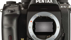 Pentax K-1 II DSLR camera body shown from front with mirror open and sensor visible