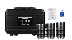 Sirui Saturn V2 cine lens kit with three lenses, carrying case, and accessories