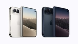Two smartphone mockups displaying dual rear cameras and landscape imagery on screens