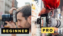 Side-by-side comparison of beginner and professional camera handling techniques