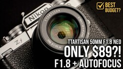 Nikon Z camera with Ttartisan 50mm F1.8 Neo lens displayed on textured surface
