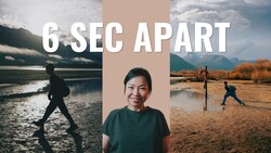 Three photographs arranged vertically with beige divider showing person in outdoor settings 6 seconds apart