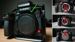 Panasonic Lumix S1II camera with a green checkmark, beside three camera bodies marked with red X's as incorrect examples.