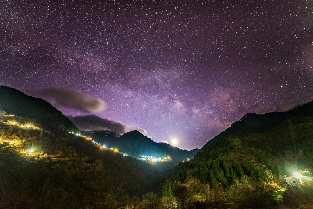 Milky Way and the Moon