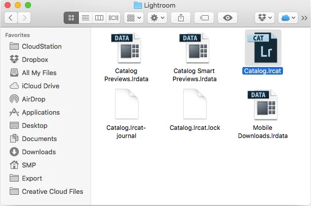 Lightroom Catalog File lrcat in Mac Finder