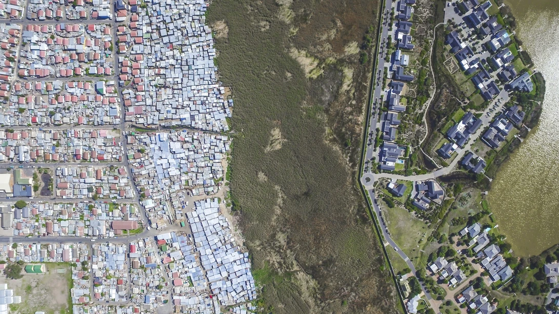 Masiphumelele on left, affluent suburbs on right