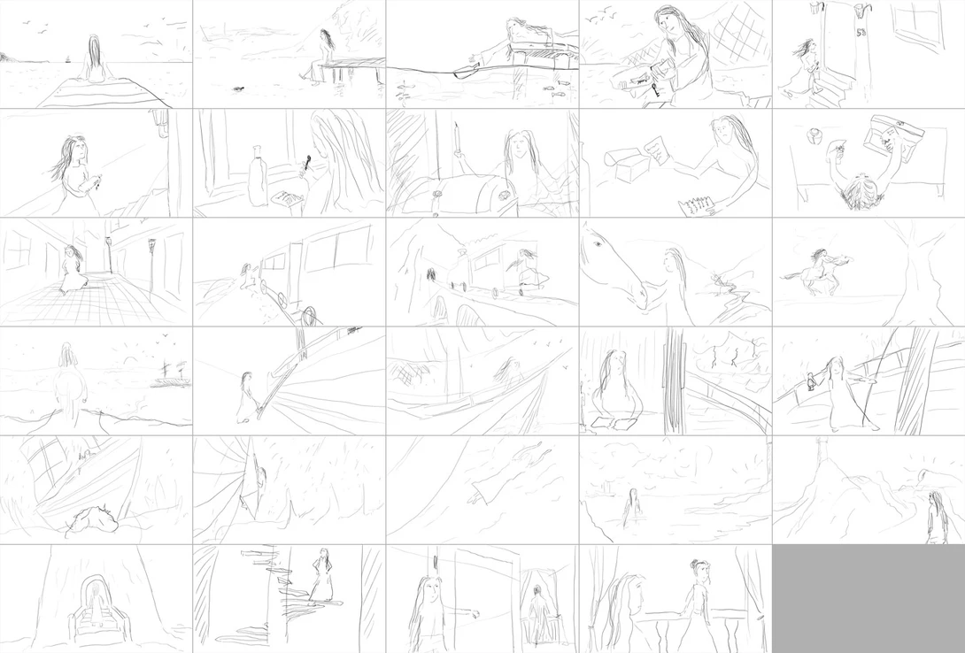 Letter in a bottle - storyboard sketch