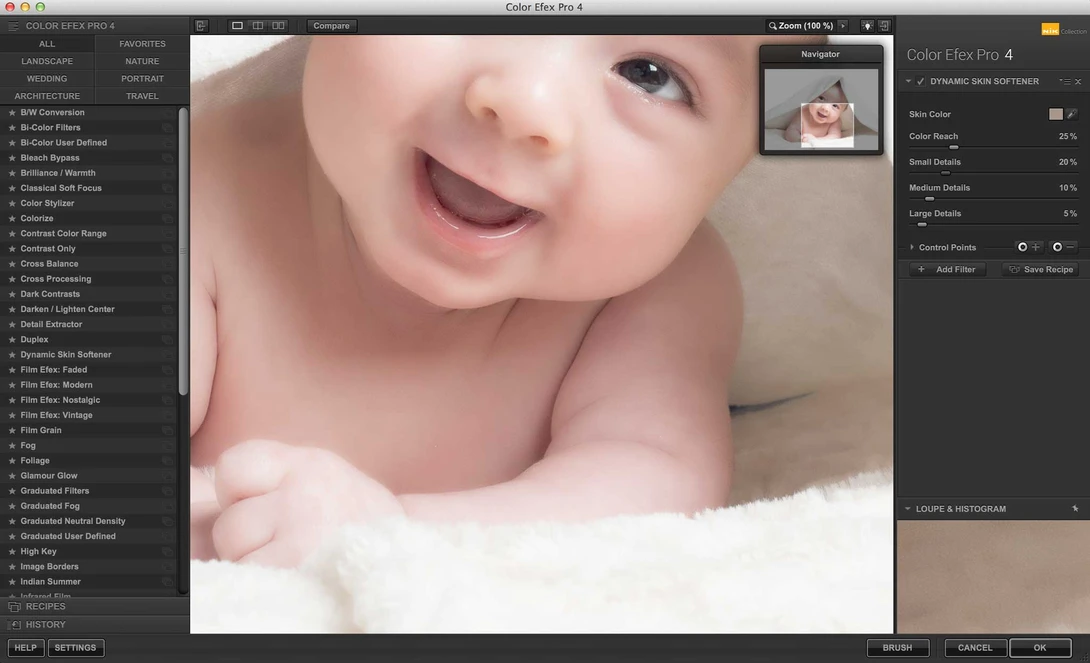 using Nik software to soften skin