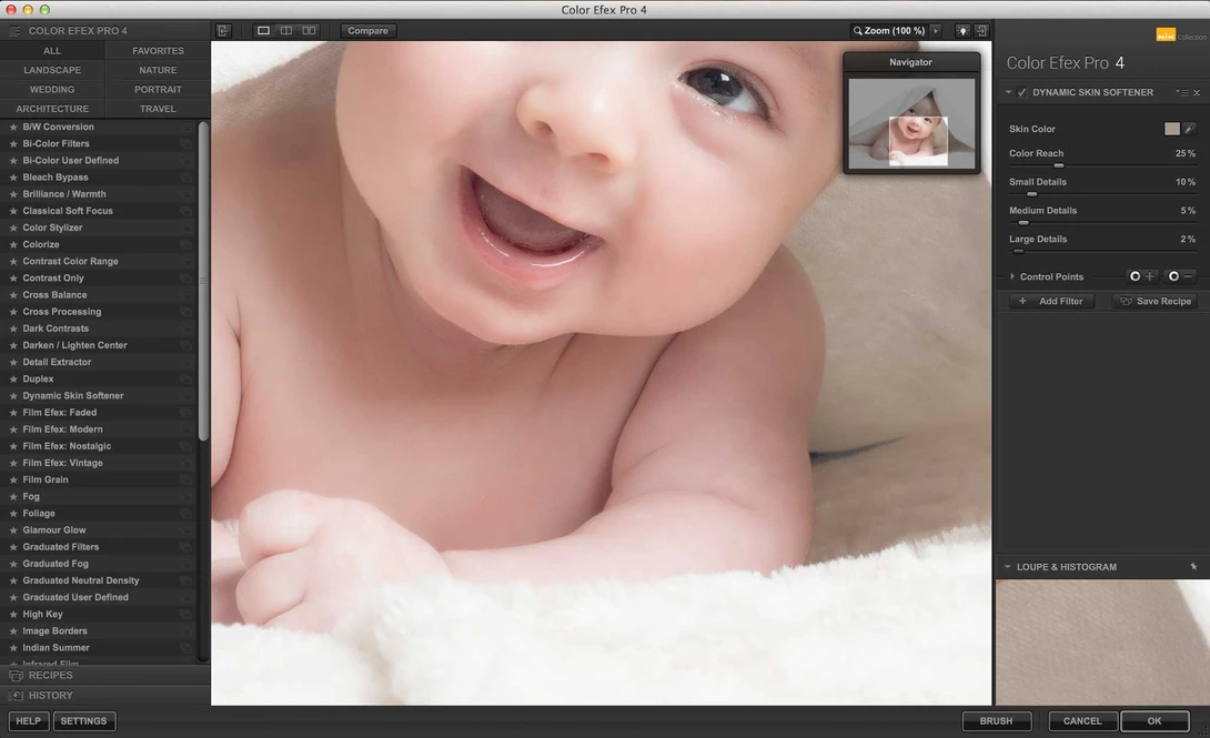 using Nik software to soften skin