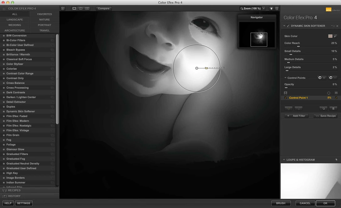 using Nik software to soften skin