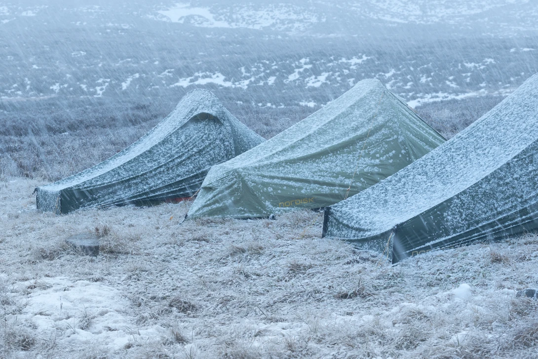 Nordisk tents in the snow.