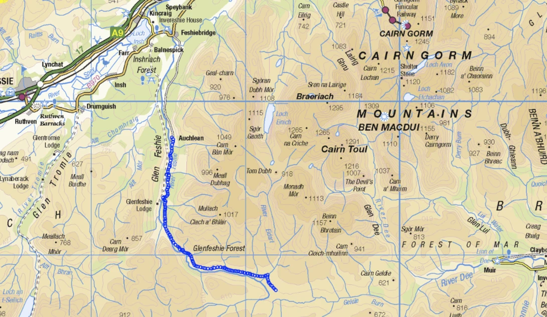 Map of the Cairngorms national park