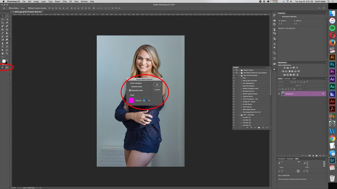 screenshot of quick mask mode control