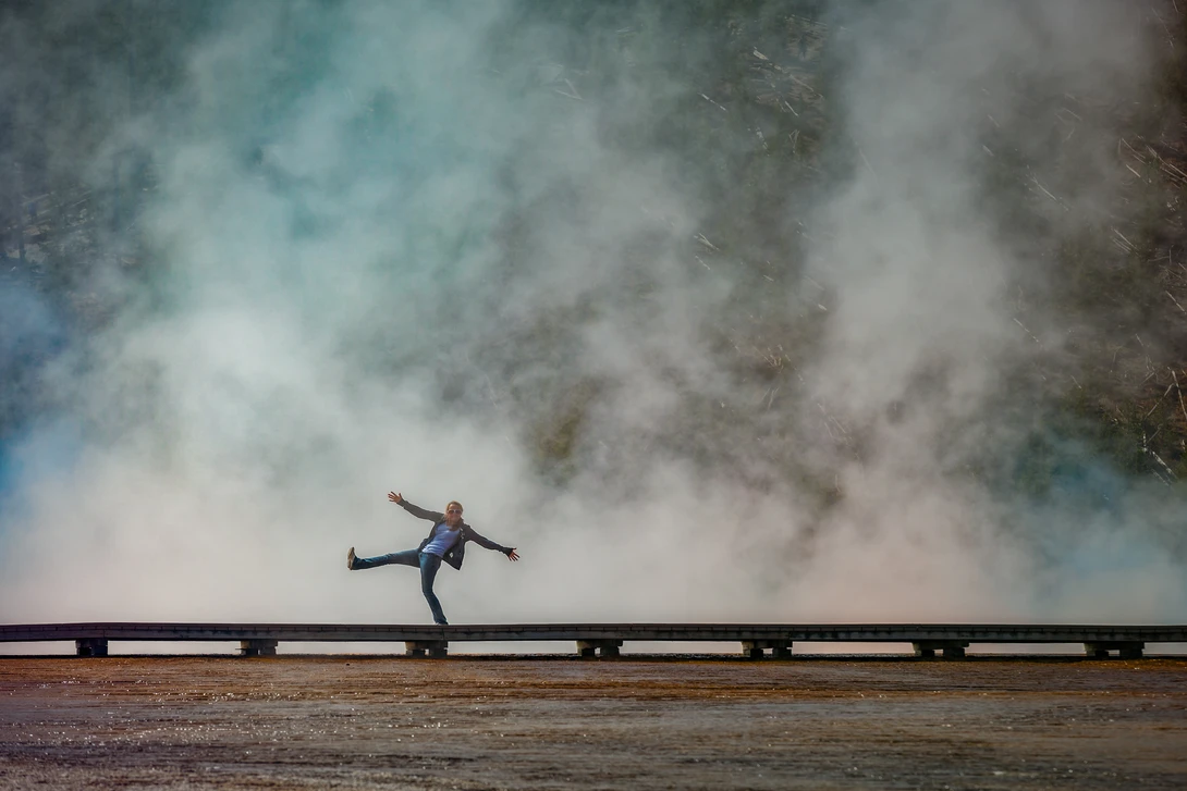 My wife at Grand Prismatic Spring
