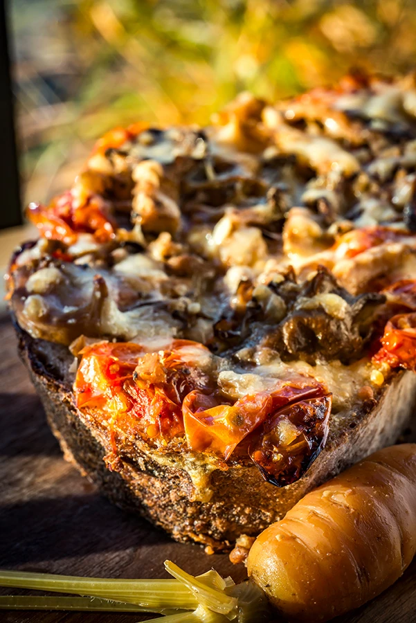 Mushroom Tartine and pickled carrot from Dan the Baker in Columbus Ohio