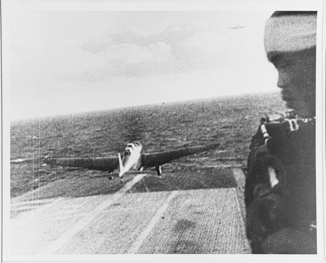 A Japanese Navy Attack Plane taking off from an aircraft carrier on its way to Pearl Harbor on December 7, 1941. For some reason I liked the profile in the foreground of the Japanese soldier looking on. 