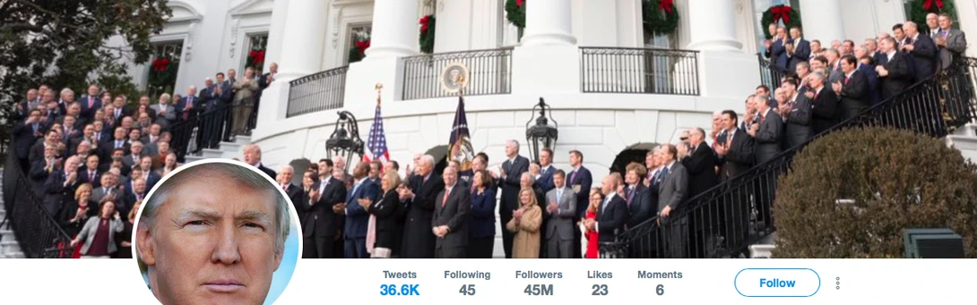The featured photo on Trump's Twitter feed after the passage of the tax bill.