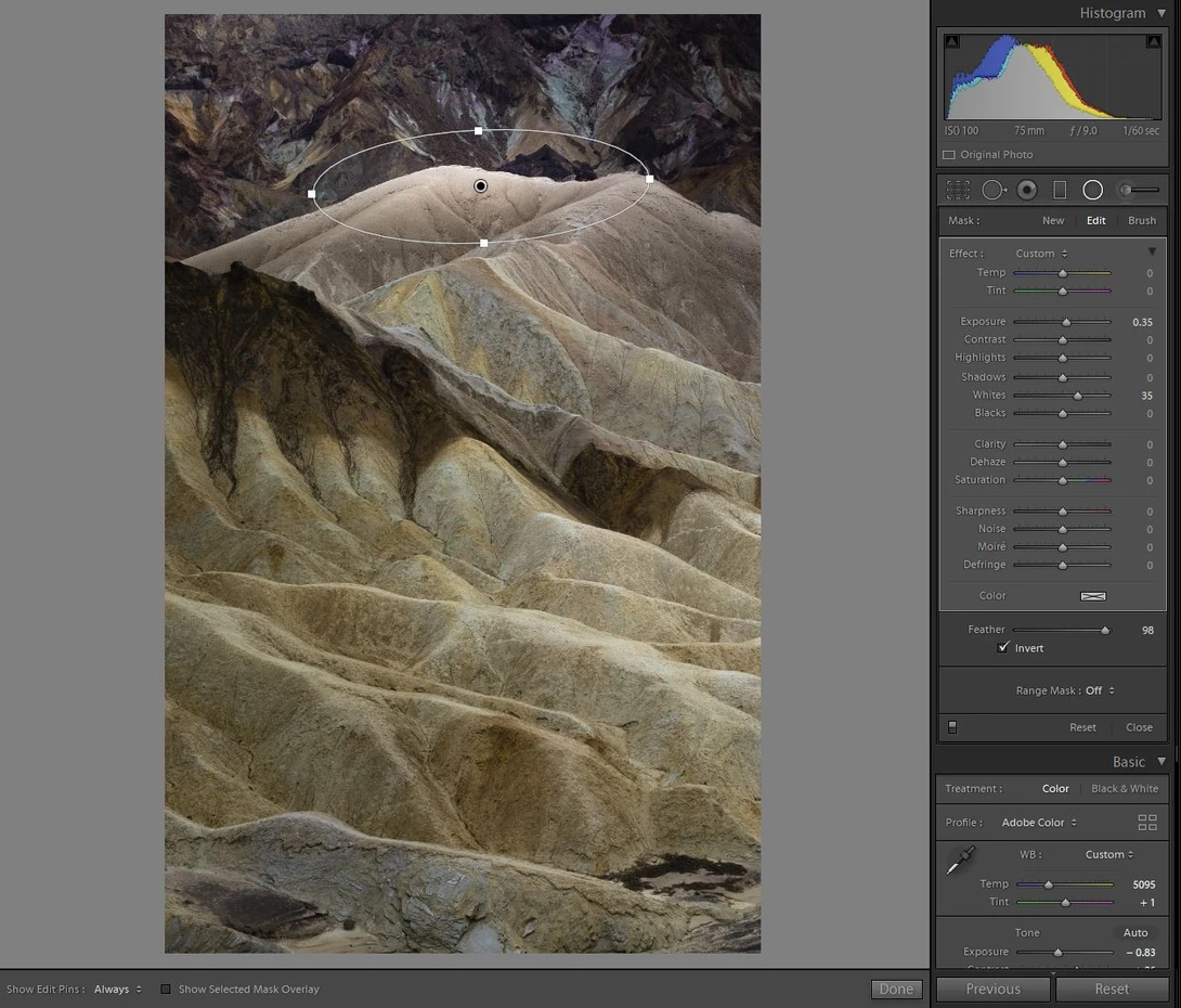 first highlighted area with radial filter